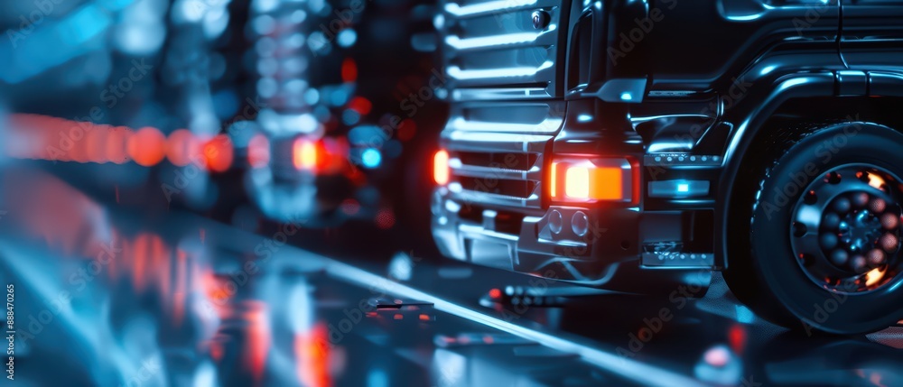 Fototapeta premium Fleet Management excels in an ultramodern, supernatural scene, with copy space, with intelligent systems monitoring and optimizing vehicle performance in real time