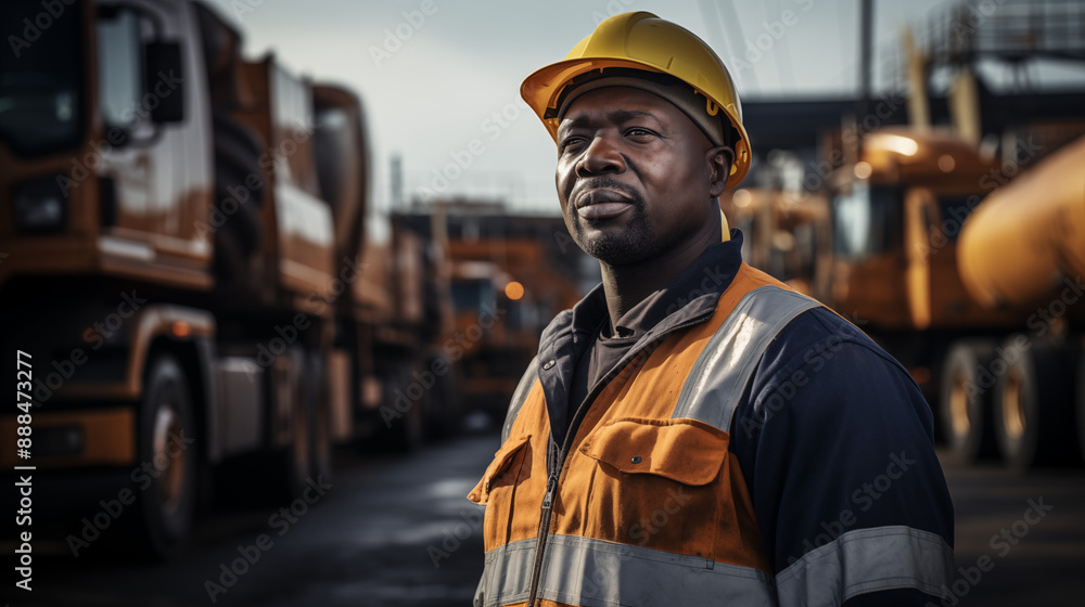 Portrait of a worker in a helmet against the background of a truck
Portrait of a worker in a helmet against the background of a truck