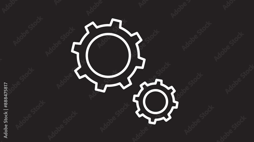 Animation of a rotating gear icon, simple motion graphics with a black background Animation of a rotating gear icon, simple motion graphics with a black background