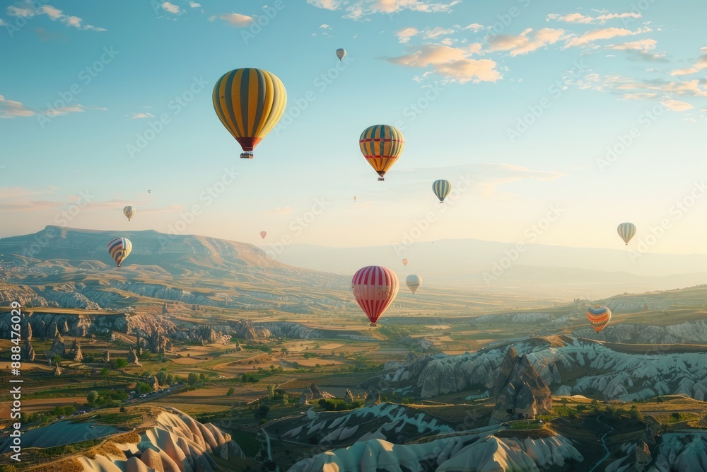 Obraz premium Hot Air Balloons Over Cappadocia at Sunrise