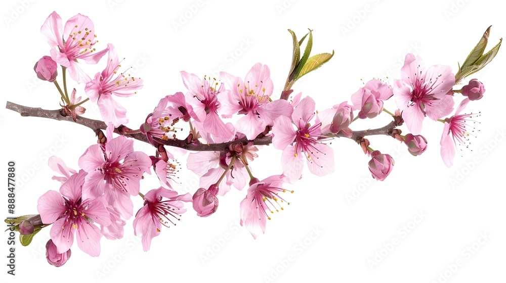 Naklejka premium Pink Sakura branch on white background