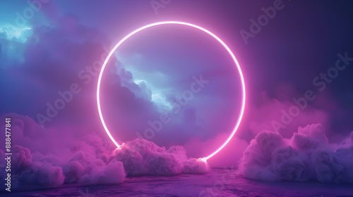 3D render of abstract minimal background with pink and blue neon lights