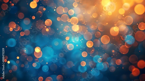 Abstract blue and orange background with bokeh lights