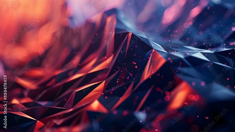 Fototapeta premium Abstract wave shape on low-polygonal triangular background