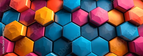 Vibrant overlapping hexagons