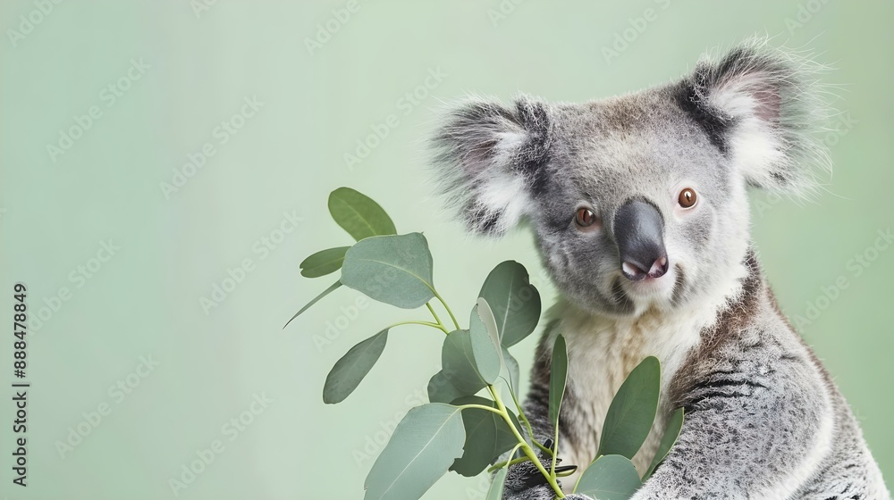 Cute koala holds out an eucalyptus Cute koala holds out an eucalyptus