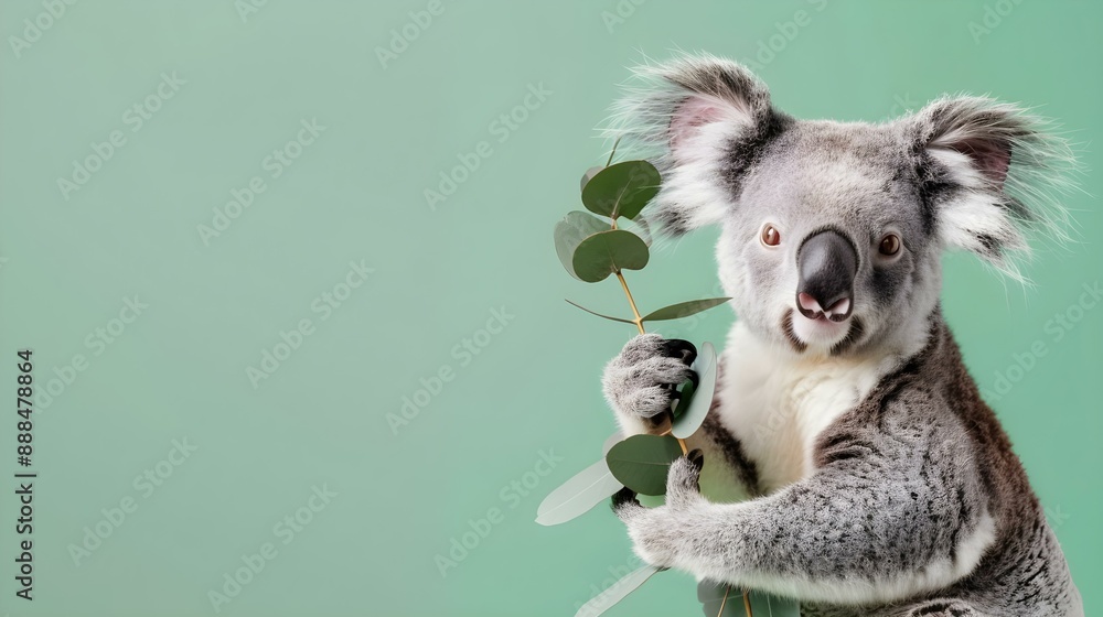 Cute koala holding out an eucalyptus branch Cute koala holding out an eucalyptus branch
