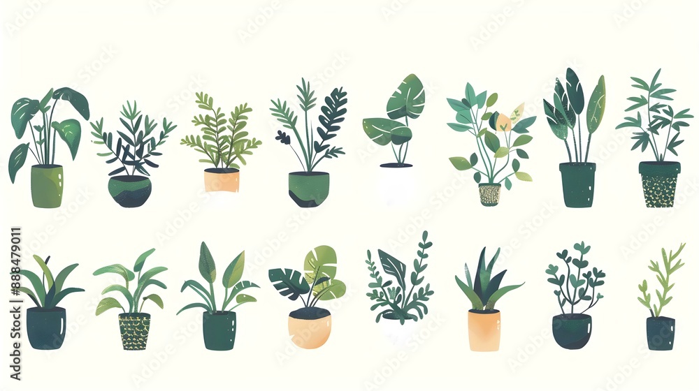 Stylish plant icons design collection Stylish plant icons design collection
