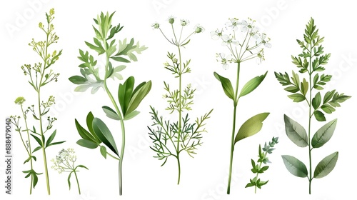 Wallpaper Mural Elegant botanical illustrations of flowers and leaves Torontodigital.ca