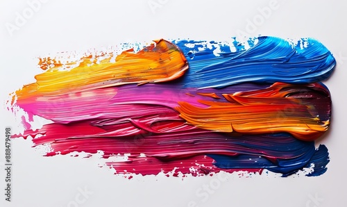 Vibrant paint brush strokes on white