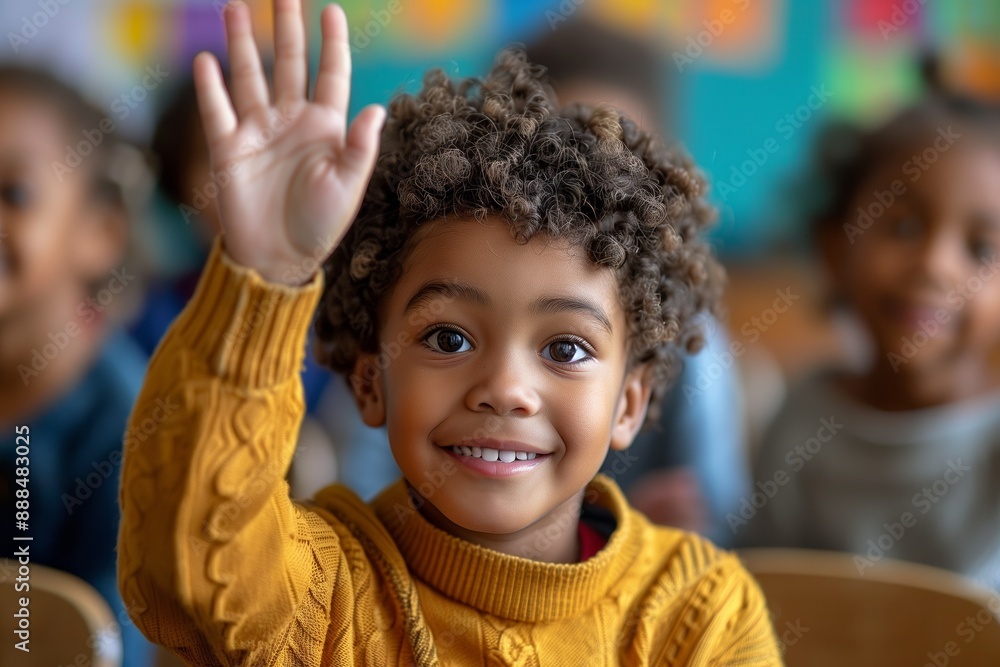 Curious 1st Grade African American Boy in Classroom Curious 1st Grade African American Boy in Classroom