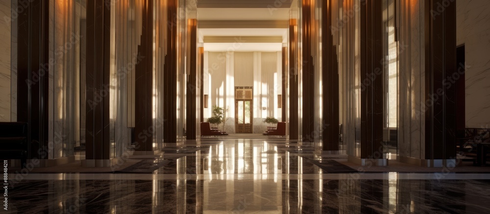 Sunlight Reflecting Off Polished Floor in a Modern Lobby Sunlight Reflecting Off Polished Floor in a Modern Lobby