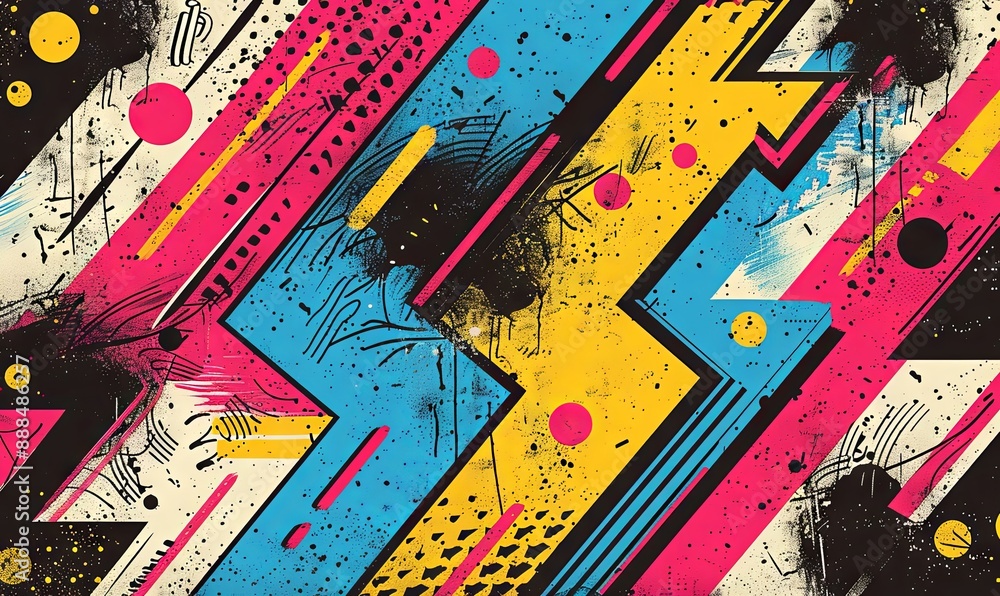 Vibrant retro comic book zigzags Vibrant retro comic book zigzags