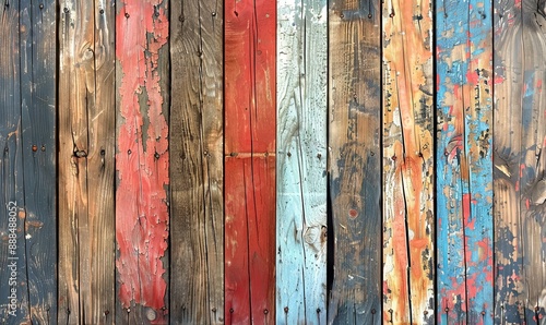 Weathered wooden planks with aged paint