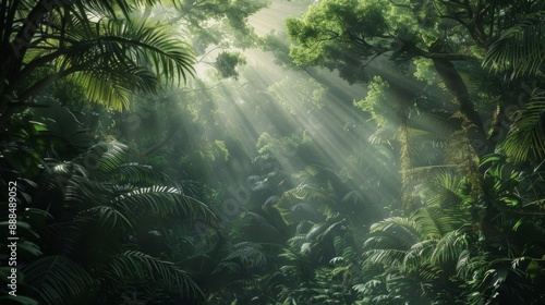 dense-jungle-with-rays-of-light-filtering-through-the-trees-generative-ai