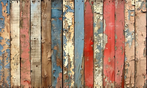 Weathered wooden planks with peeling paint