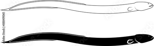 side view eel icon set