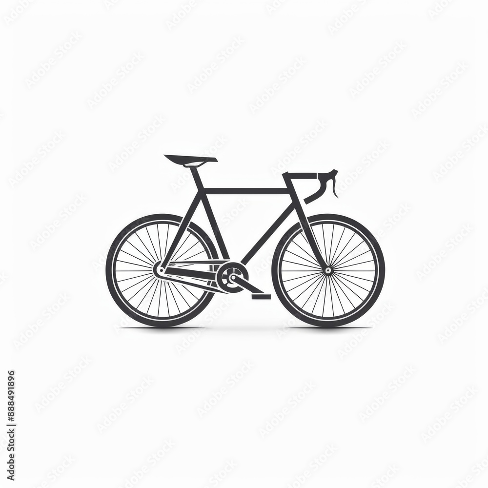 Minimalist Black and White Bicycle Illustration on White Background. Minimalist Black and White Bicycle Illustration on White Background.