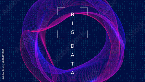 Quantum Background. Intelligence concept: futuristic computer. Visual flow of engineering and computing. 3D patterns of information particles. Innovate Background.