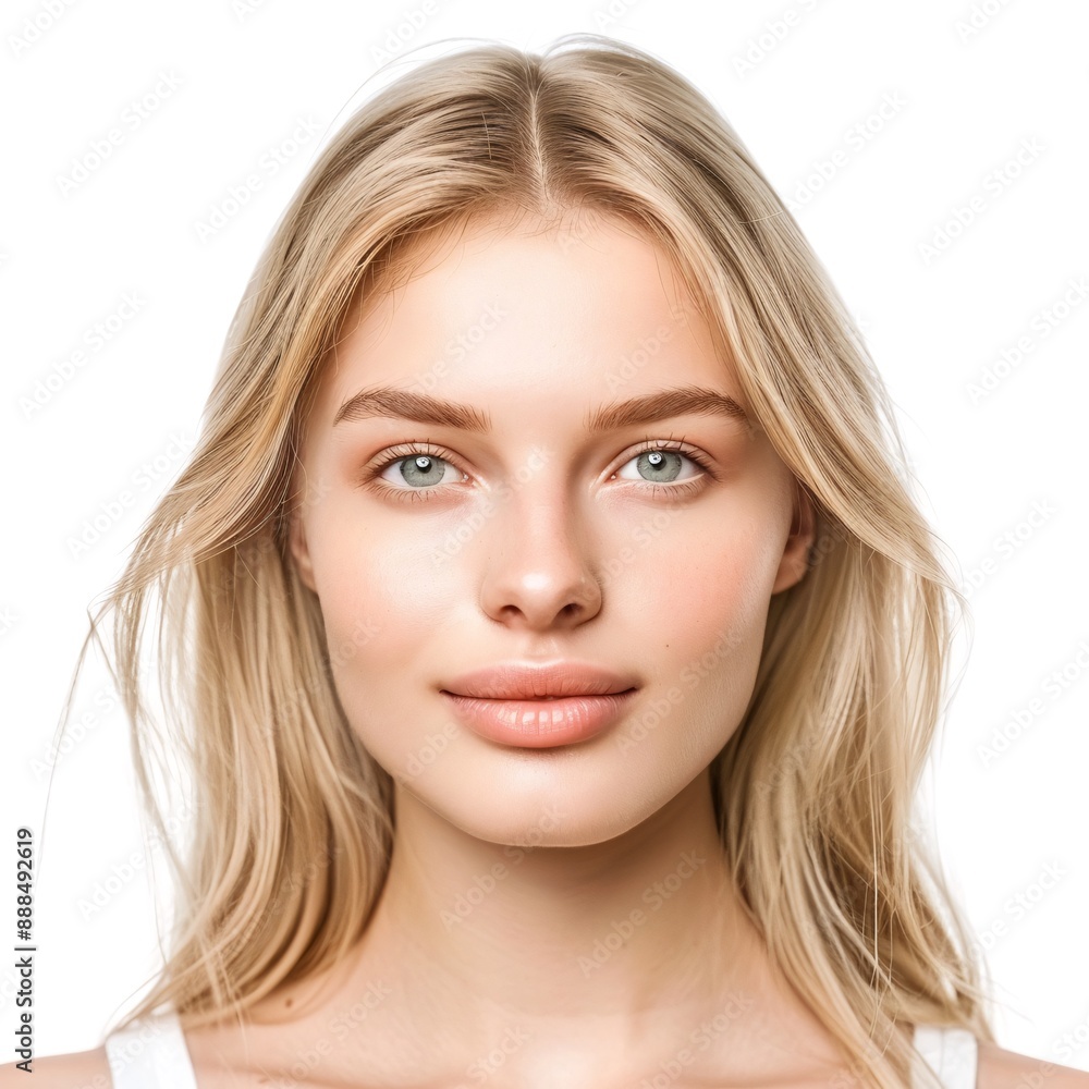 Bright and Confident Young Woman with Blonde Hair and Clear Skin Smiling Bright and Confident Young Woman with Blonde Hair and Clear Skin Smiling