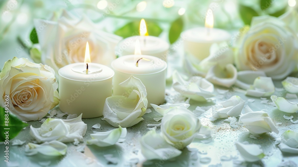 White Candles, Roses, and Petals: Funeral Memorial and Sympathy Card White Candles, Roses, and Petals: Funeral Memorial and Sympathy Card