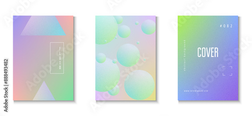 Holographic Shape. Hipster Placard. Digital Poster. Aesthetic Radial Template. Violet Texture Gradient Set. Abstract Poster. Grainy Minimal Background. Purple Holographic Shape