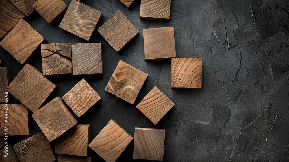 Wooden squares on dark backdrop Wooden squares on dark backdrop