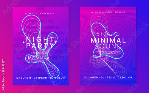 Sound Flyer. Music Design. Trance Cover. Electronic Beat Illustration. Blue Techno Banner. Edm Concert Graphic. Violet Dance Magazine. Pink Sound Flyer