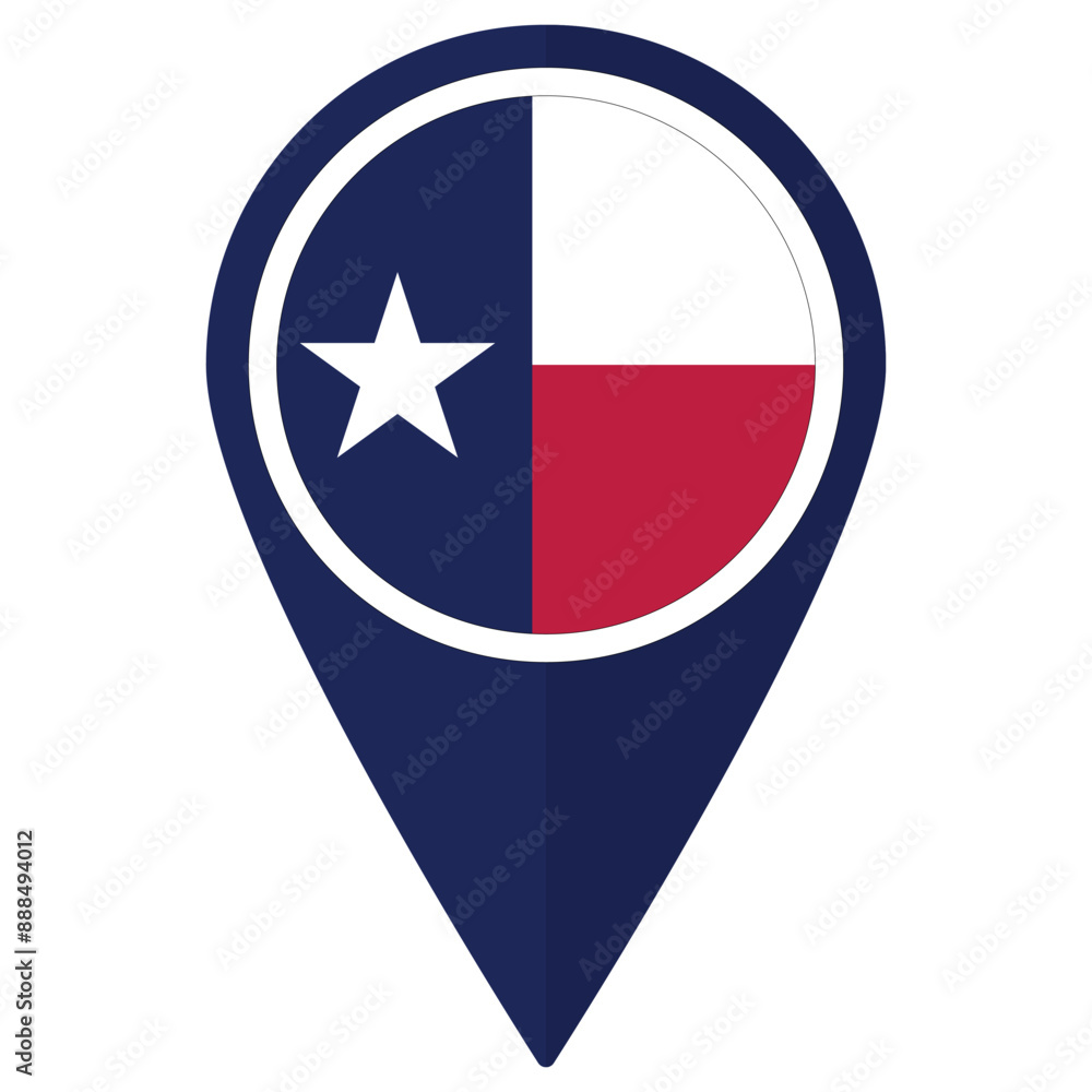 Texas flag on map pinpoint icon isolated. Flag of Texas. Texas flag on map pinpoint icon isolated. Flag of Texas.