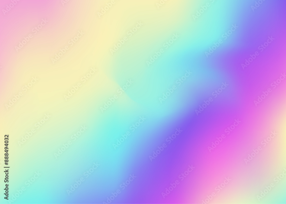 Obraz premium Holographic Background. Bright Flyer. Blur Multicolor Brochure. Blue Pop Gradient. Pearlescent Gradient. Abstract Texture. Metal Vector. Trendy Mesh. Violet Holographic Background