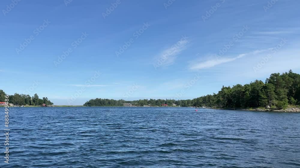 Water landscape in motion. Travel by boat. Baltic sea. Fogdö, Roslagen, Sweden. Water landscape in motion. Travel by boat. Baltic sea. Fogdö, Roslagen, Sweden.