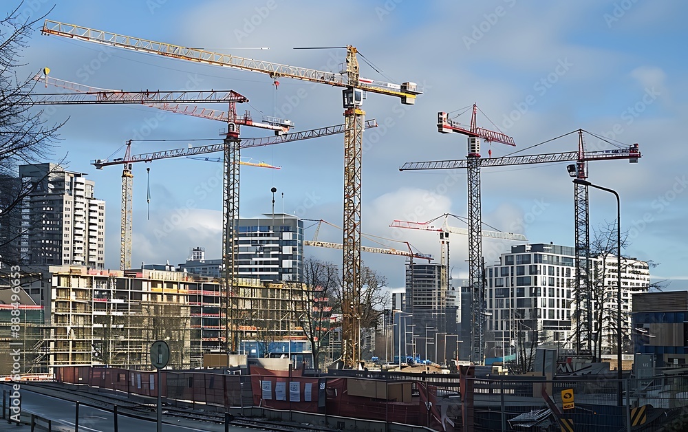 Construction Site with Multiple Cranes Construction Site with Multiple Cranes