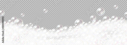 Realistic portrayal of floating soap foam sphere on transparent background. Designed to evoke feeling of cleanliness and relaxation displayed in 3d