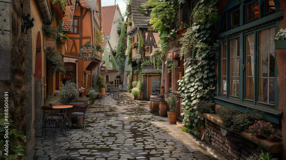 Cobblestone alleyway in a quaint European town Cobblestone alleyway in a quaint European town