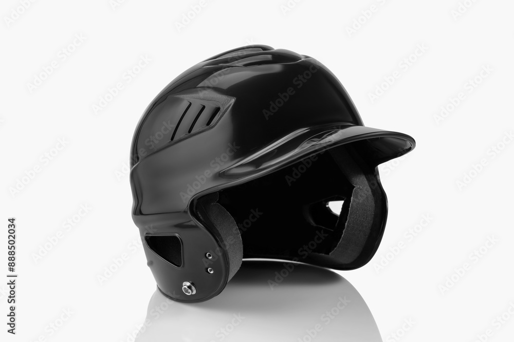 One black baseball helmet on white background One black baseball helmet on white background
