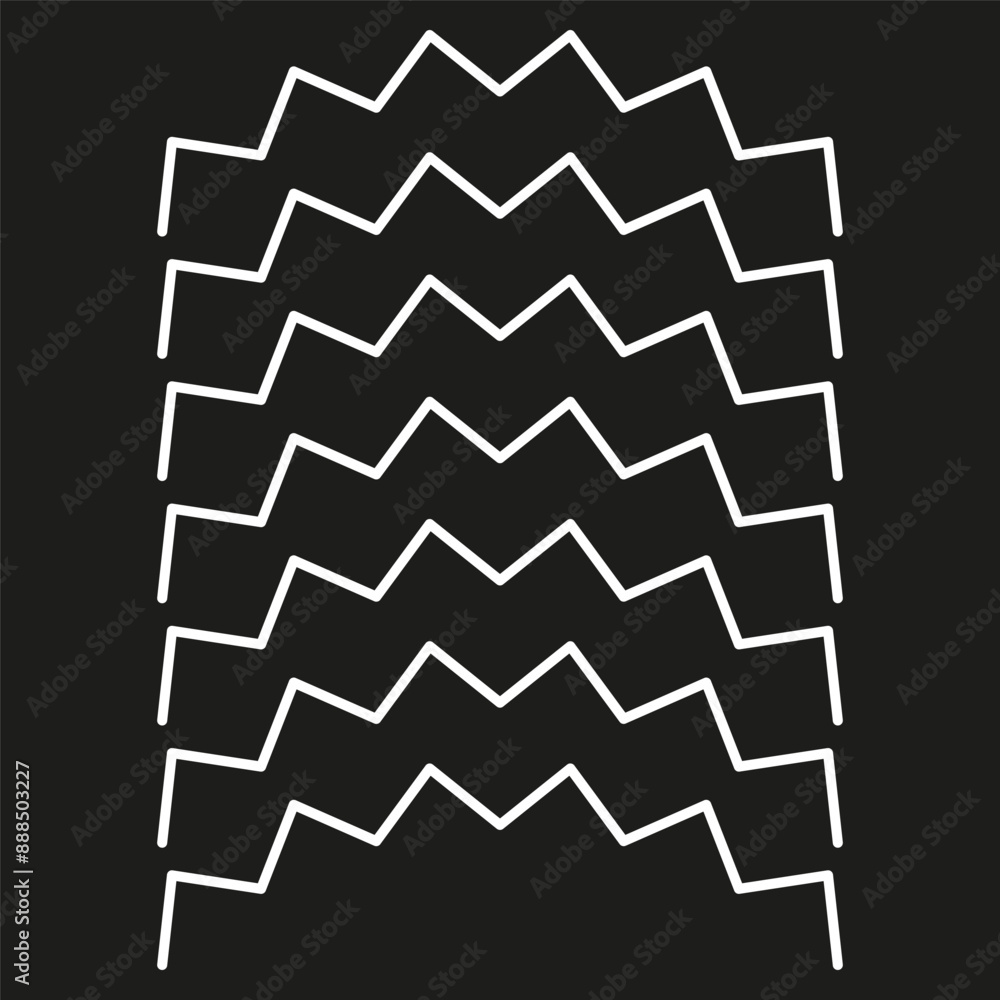 Zigzag pattern design. White lines. Black background. Vector art. Zigzag pattern design. White lines. Black background. Vector art.