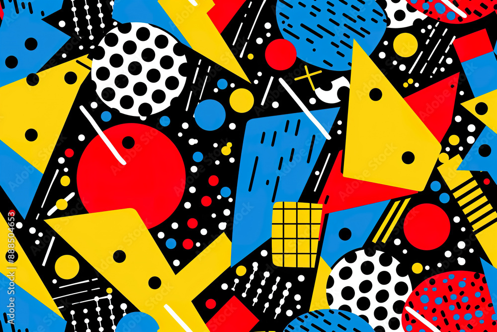 A colorful abstract painting with splatters of red, yellow, and blue, generative ai image. A colorful abstract painting with splatters of red, yellow, and blue, generative ai image.