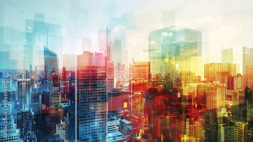 Cityscape with a Double Exposure Effect Cityscape with a Double Exposure Effect