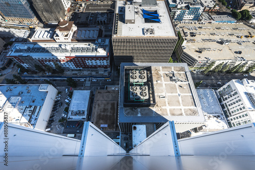 Looking down from above on the city below