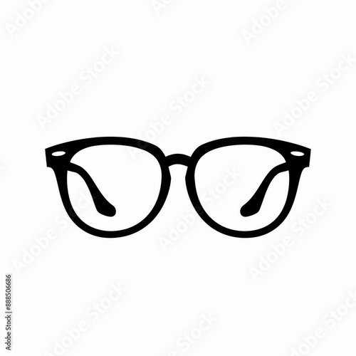 Minimalist Black Eyeglasses Icon on White Background.