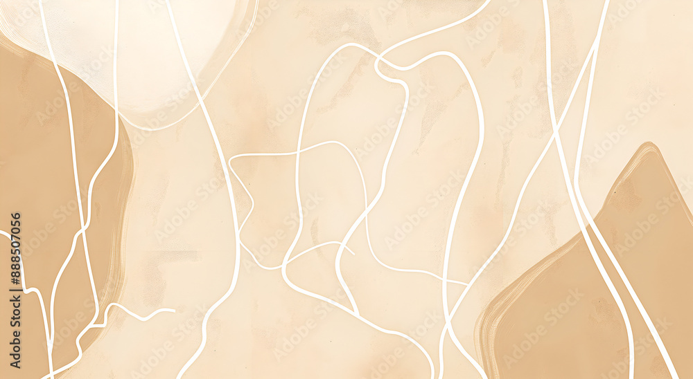 Aesthetically shaped abstract line art, beige background. Aesthetically shaped abstract line art, beige background.
