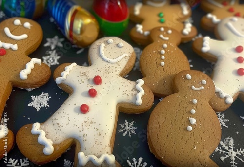 Gingerbread men in bright c...
