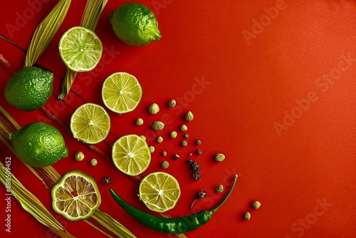 Lime and chili pepper backg...