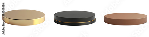 set of circle podium display in a different color isolated on transparent background
