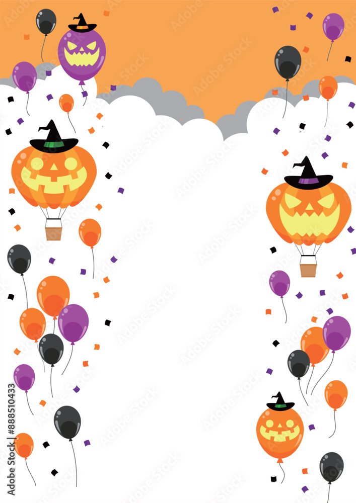 Naklejka premium ハロウィン、イラスト、かわいい、ジャックオーランタン、縦、昼