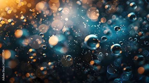 Abstract background with water bubble drops and bokeh