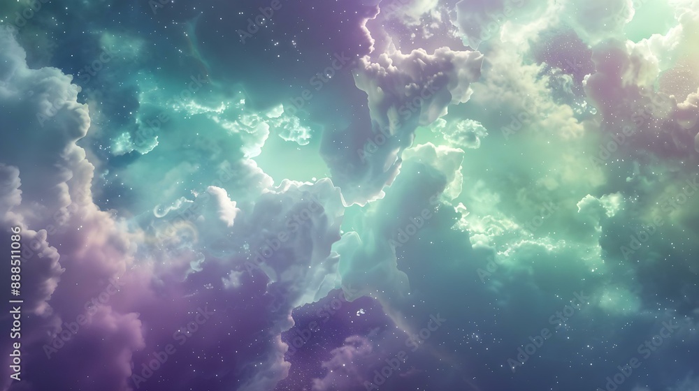 Harmonious space background with pastel green and purple tones Harmonious space background with pastel green and purple tones