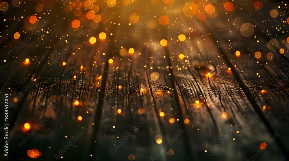 Naklejka premium Golden bokeh effect of sparkling lights