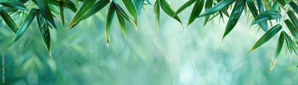Obraz premium tropical leaves flat design bamboo side view serene nature theme water color Complementary Color Scheme