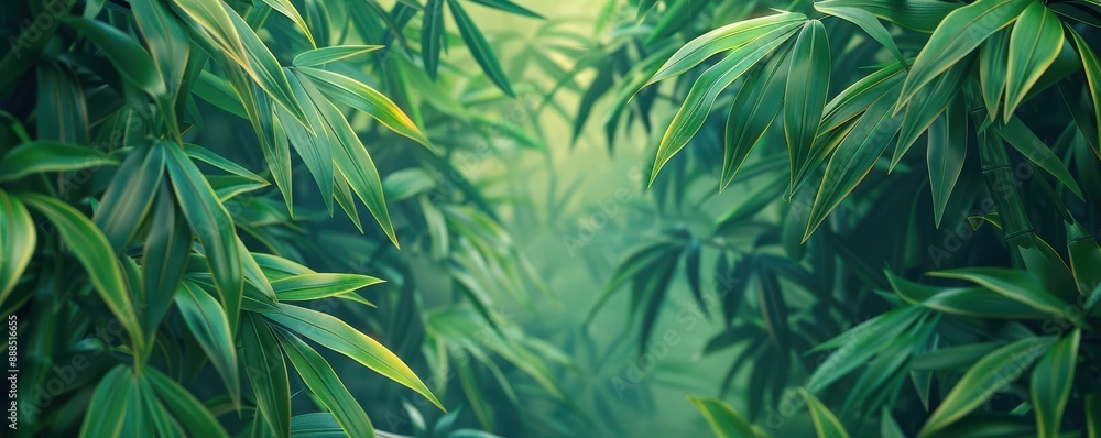 Naklejka premium tropical leaves flat design bamboo front view natural forest theme animation vivid